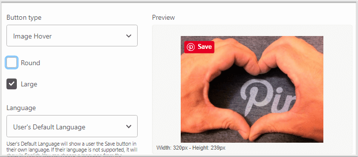 pinterest default save button