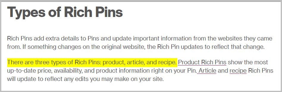 types of rich pins