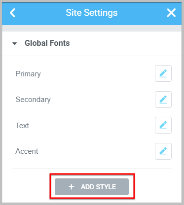 add a new global font in elementor