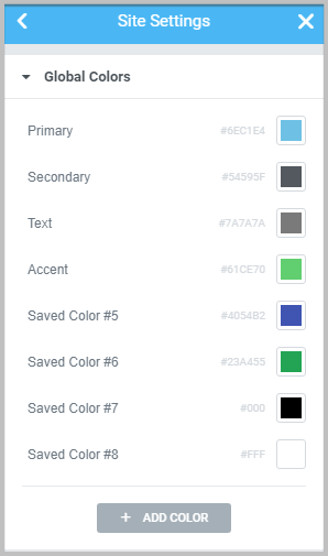 global colors in elementor 3.0