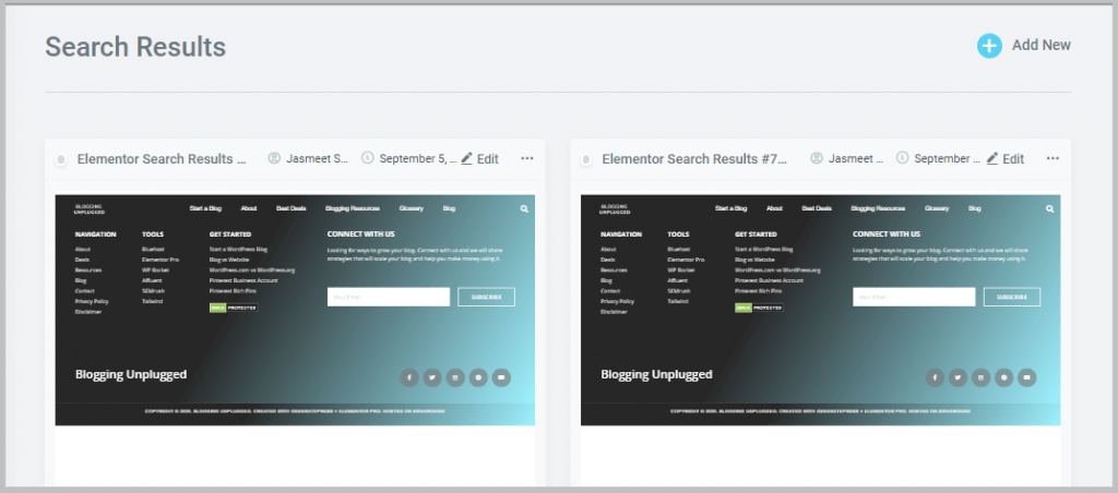 multiple templates for a site part in Elementor theme builder