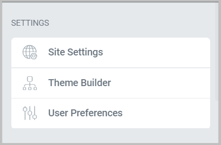 site settings and theme builder in elementor pro