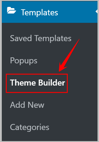 visit elementor theme builder from wordpress admin