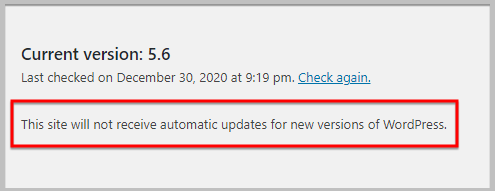 Disable automatic core updates completely