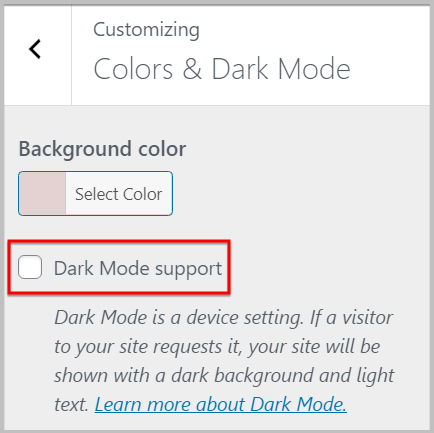 Dark mode support in Twenty Twenty-One
