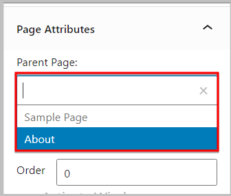 Improved parent page selector 