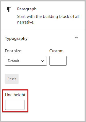 Line height control in Gutenberg block editor