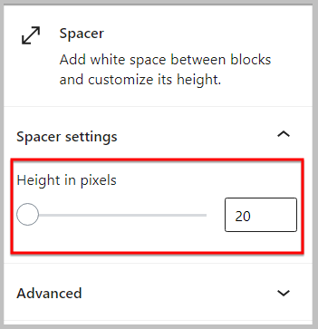 Minimum height for spacer block before WordPress 5.6