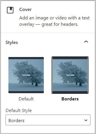 Style settings for cover blocks