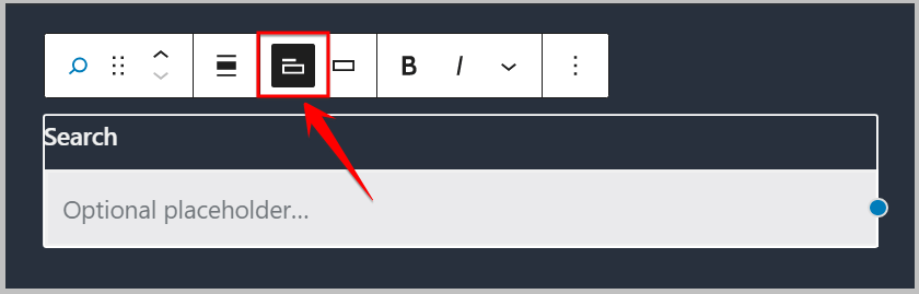 Toggle search label in toolbar