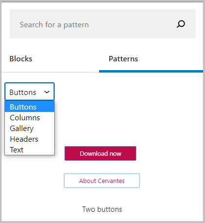 Theme based block patterns missing