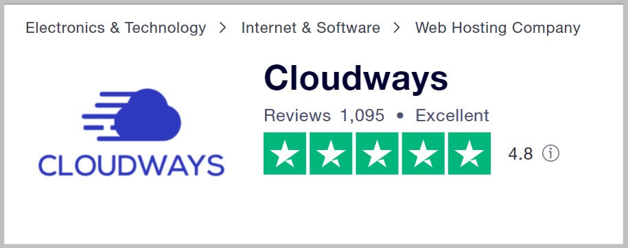 Cloudways reviews on TrustPilot