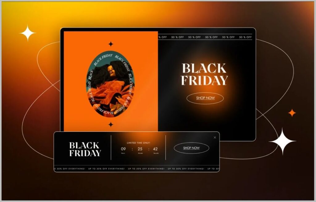 Orange Chic section and popup in new Elementor Black Friday Kit