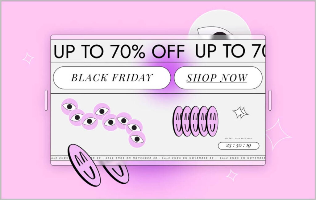 Pink and Poweful section and popup in new Elementor Black Friday Kit