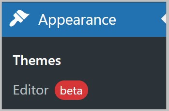 Appearance menu after activating block based theme in WordPress 5.9