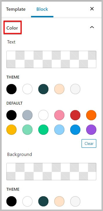 Color settings in the new WordPress 5.9 navigation block