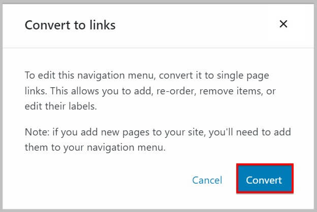 Convert page list block in the new navigation block to links