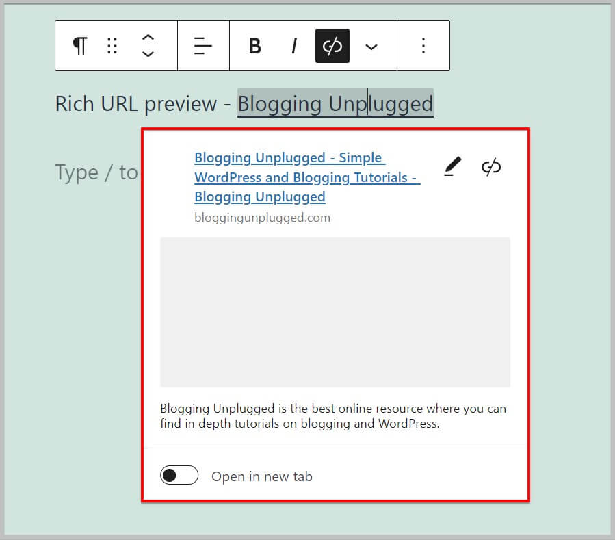 Rich URL preview for external links in WordPress 5.9