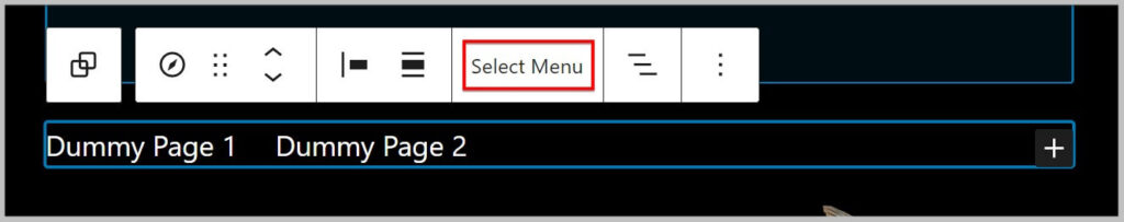 Select menu option in the new navigation block