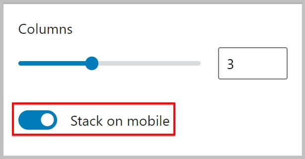 Stack on mobile option for Column block in WordPress 5.9