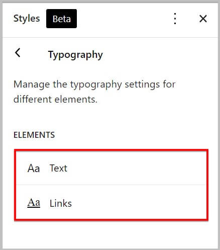 Typography settings in the new WordPress 5.9 site editor