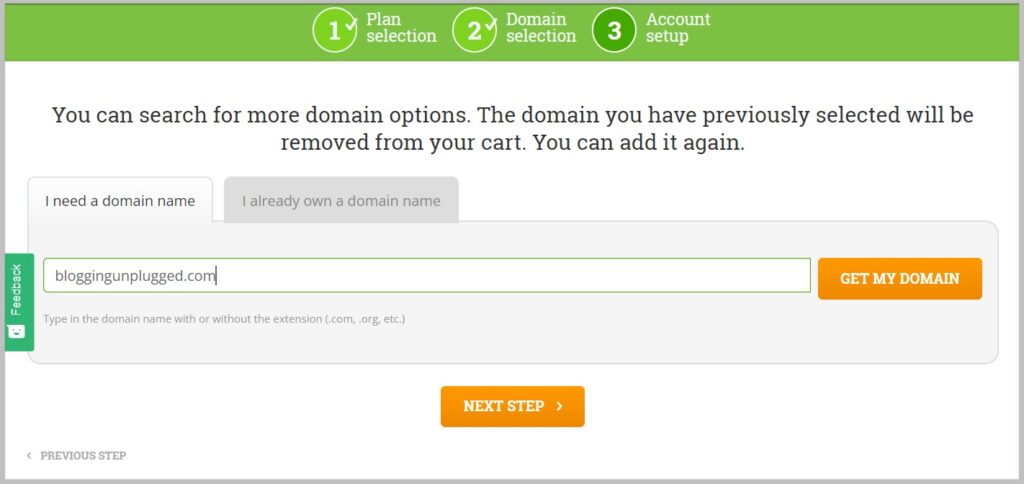 Select a free domain in HostPapa