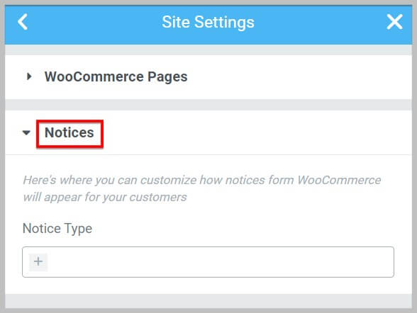 New Woocommerce Notices customization options in Elementor Pro 3.6 site settings