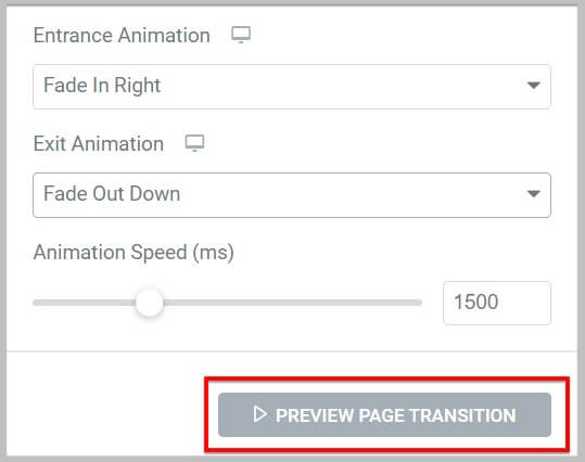 Preview Page Transition in Elementor Pro 3.6