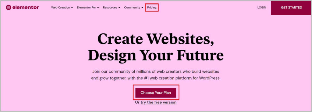 Elementor homepage during Agency Plan Sale 2022
