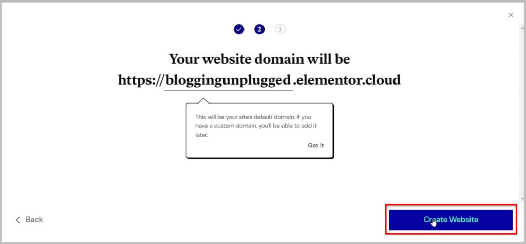 Claim your Elementor Cloud Website subdomain