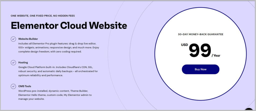 Elementor Cloud Website plan