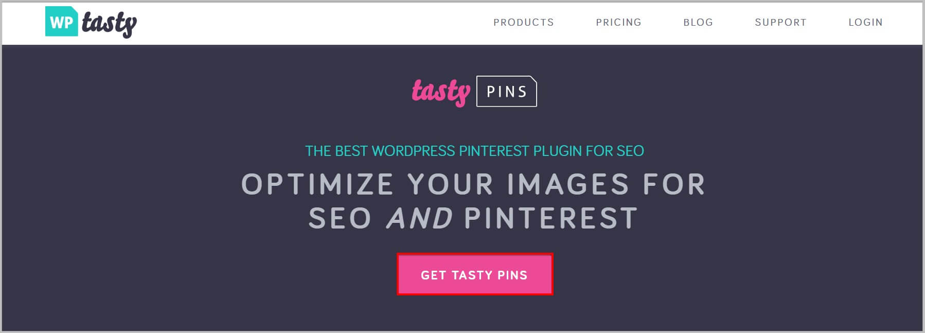 WP Tasty Pins plugin landing page
