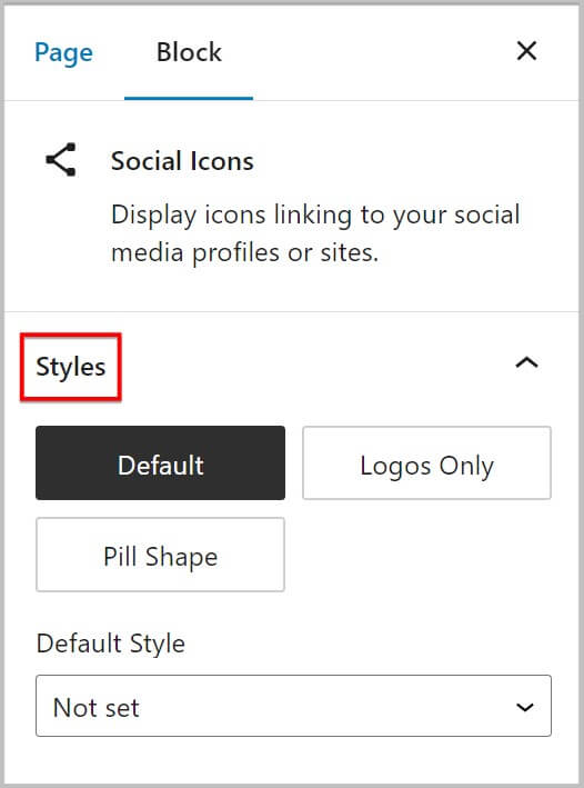 Changes to style options for social icons block in WordPress 6.0