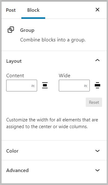 Dimension controls missing in Group block before WordPress 6.0