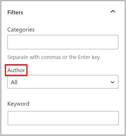 Drop down in Author filter before WordPress 6.0