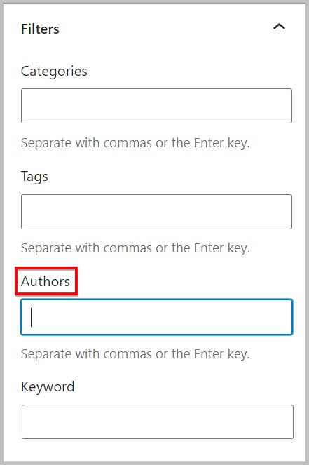 Drop down missing in Authors filter in WordPress 6.0