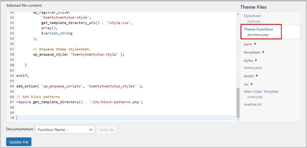 Edit functions.php file to enable customizer in a block theme