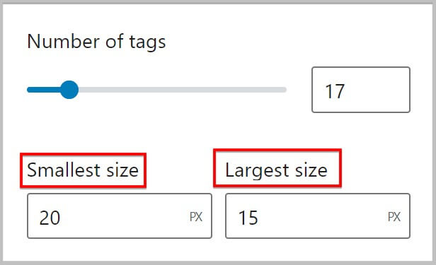 Font size option in Tag Cloud block in WordPress 6.0