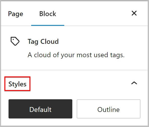 New style option in Tag Cloud Block in WordPress 6.0
