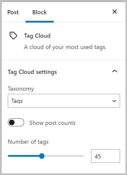 Tag Cloud block before WordPress 6.0