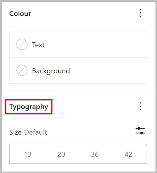 Typography option in Group block in WordPress 6.0