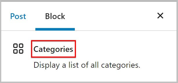 Categories Block before WordPress 6.1 Beta