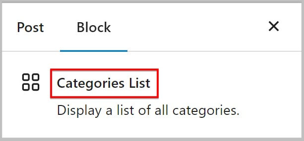 Categories List block in WordPress 6.1 Beta