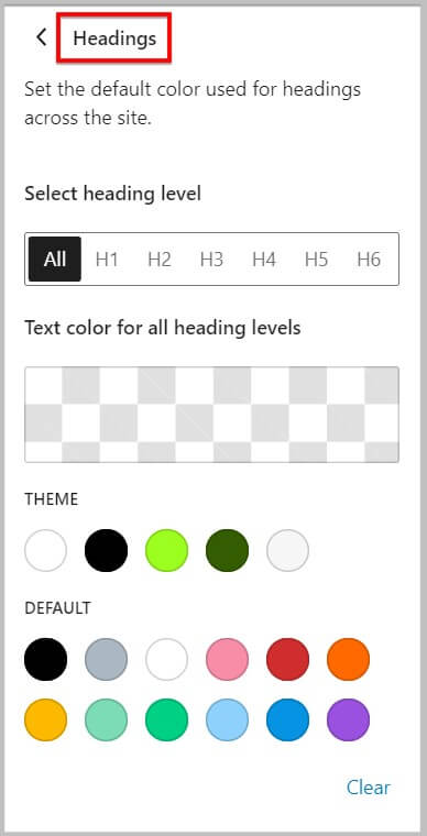 Colors for headings in WordPress 6.1 beta