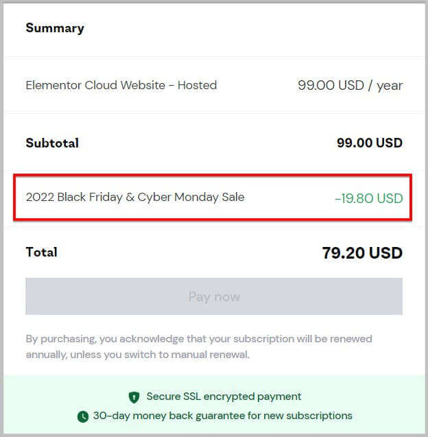 Elementor Cloud Website Black Friday 2022 coupon code