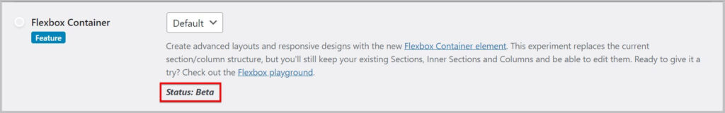 Flexbox Container as Beta experiment in Elementor 3.8