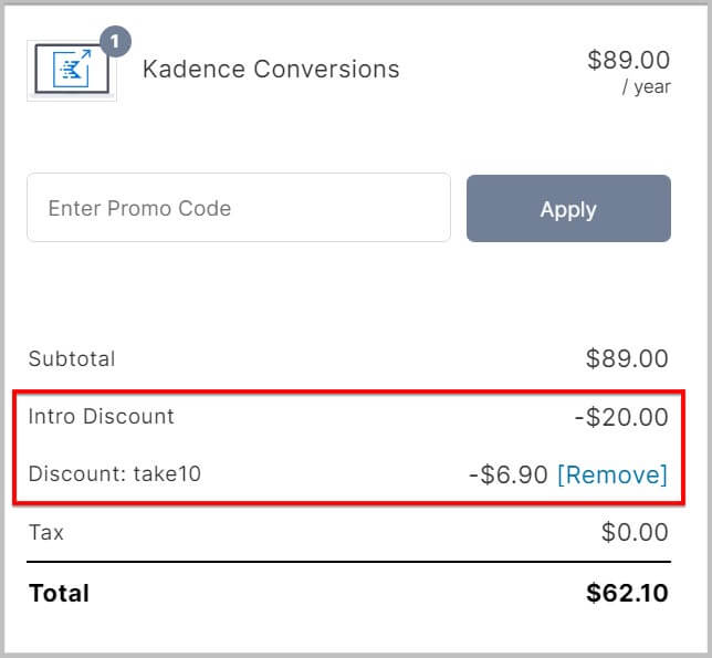 Kadence Conversions on Discount 2024