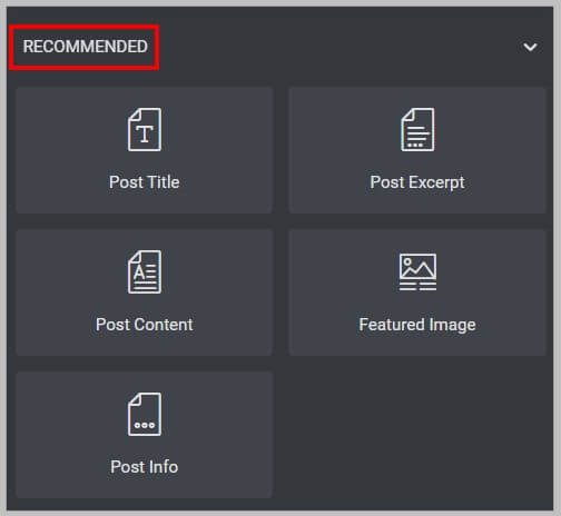 Recommended widgets for creating a loop template in Elementor Pro 3.8