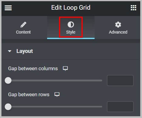 Style tab in Loop Grid widget in Elementor Pro 3.8