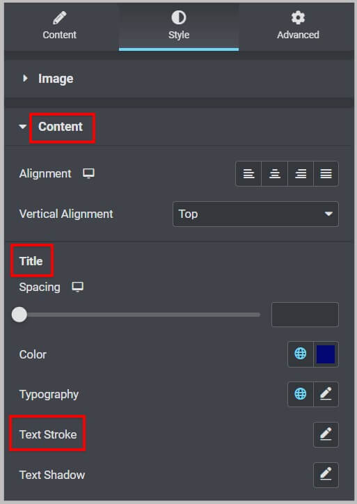 Text Stroke in Image Box widget after Elementor 3.8